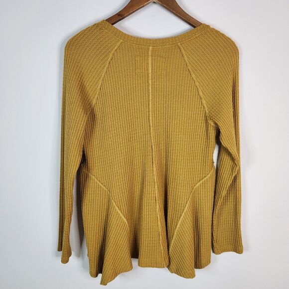 Anthropologie Maeve Gold Harley Pullover V Neck Thermal Top Size Small Boho - Picture 6 of 10